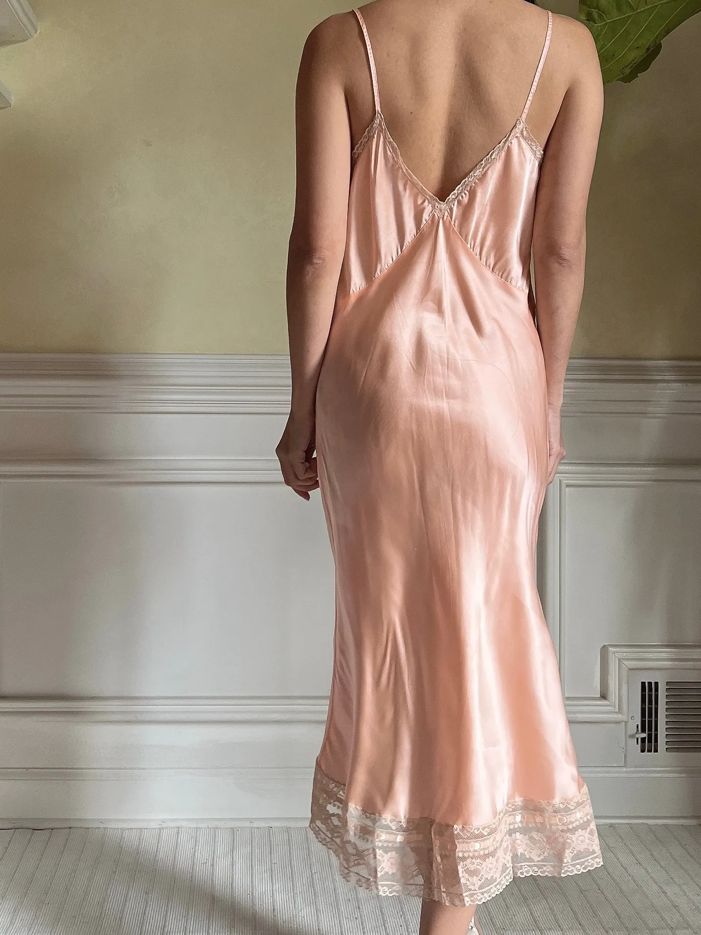 1930s Vintage Satin Slip Dress - S/M