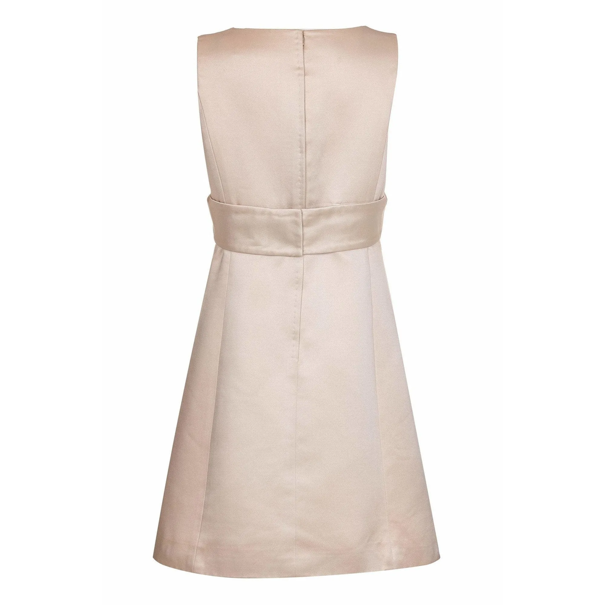 1960s I. Magnin Cream Silk Occasion Dress With Diamante Detail