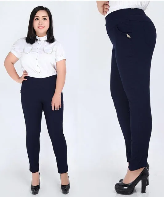 2017 Fashion Big yards 2XL-6XL Women Pants  Full-length High waist elastic long Pants Fat MM Pencil Pants Clothes For Female