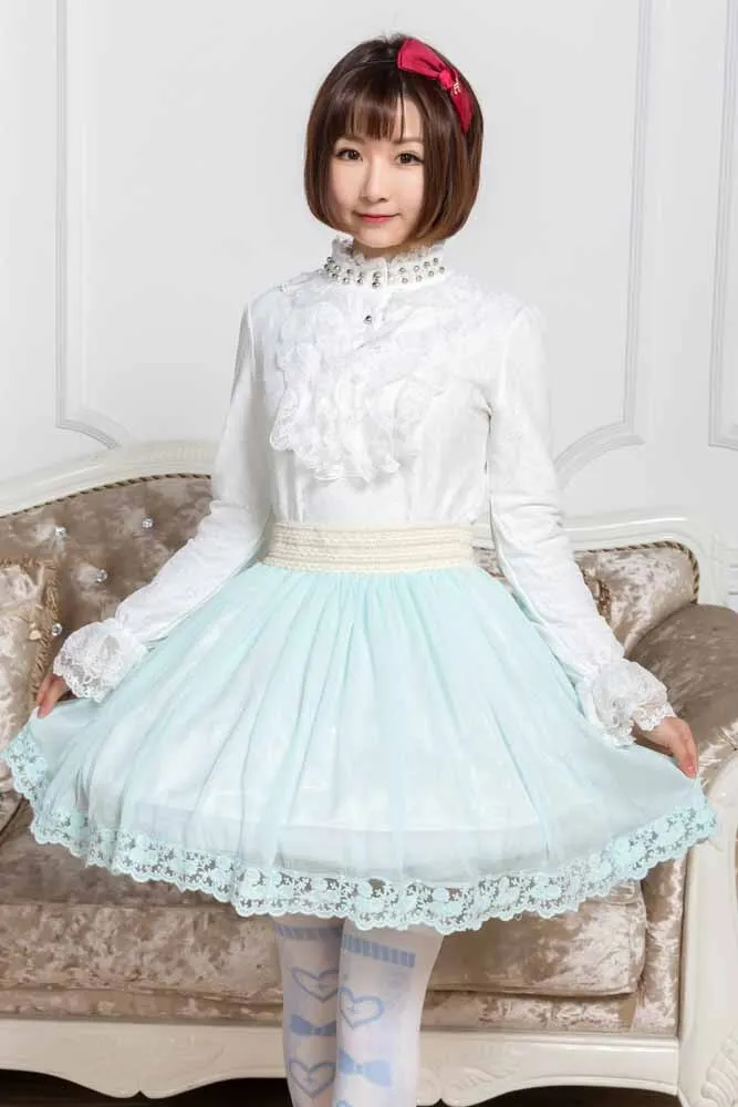 2019 Glittering Short Skirt Cute Mori Girl Skirt for Summer Mint Green/Pink/Lavender