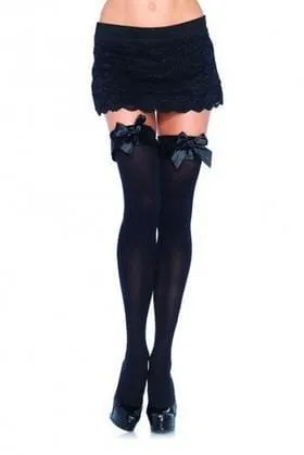 2251L      Bondage & Bows Thigh High Ruffle Bow Top Stockings - LAST CHANCE - Final Closeout!