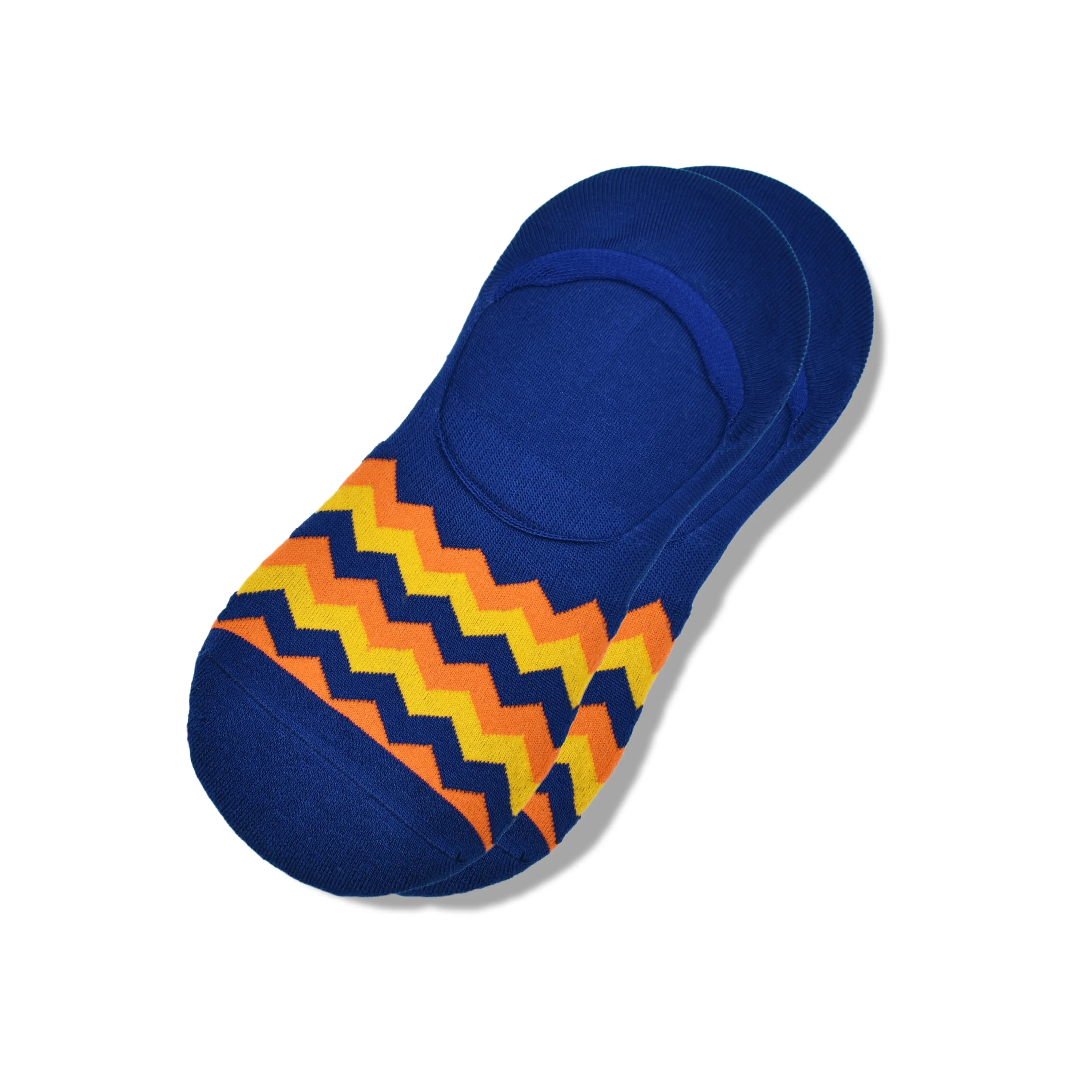 270° Non-Slip No Show - ZigZag (Navy / Orange)