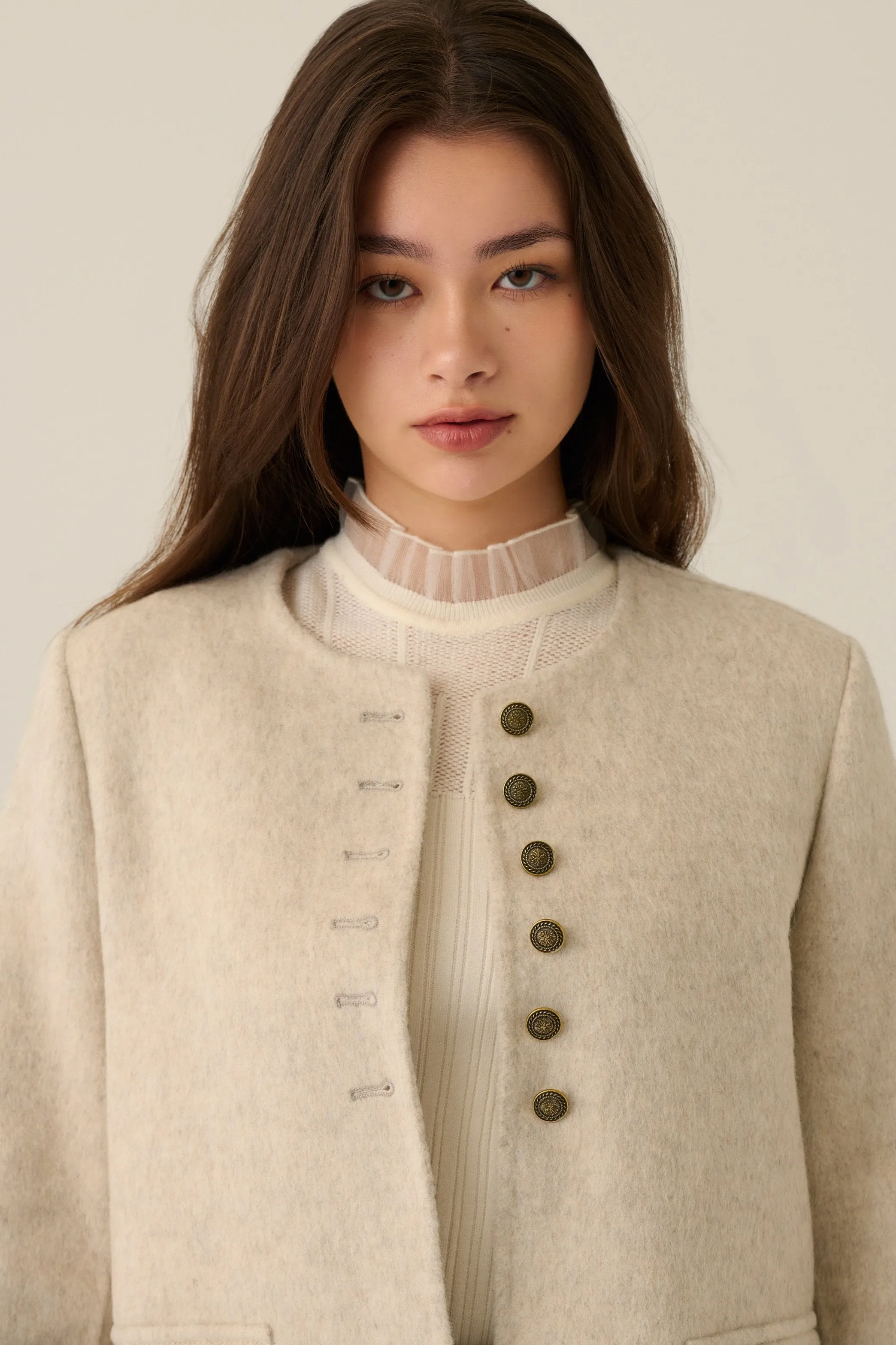 66.6% wool blend coat in beige