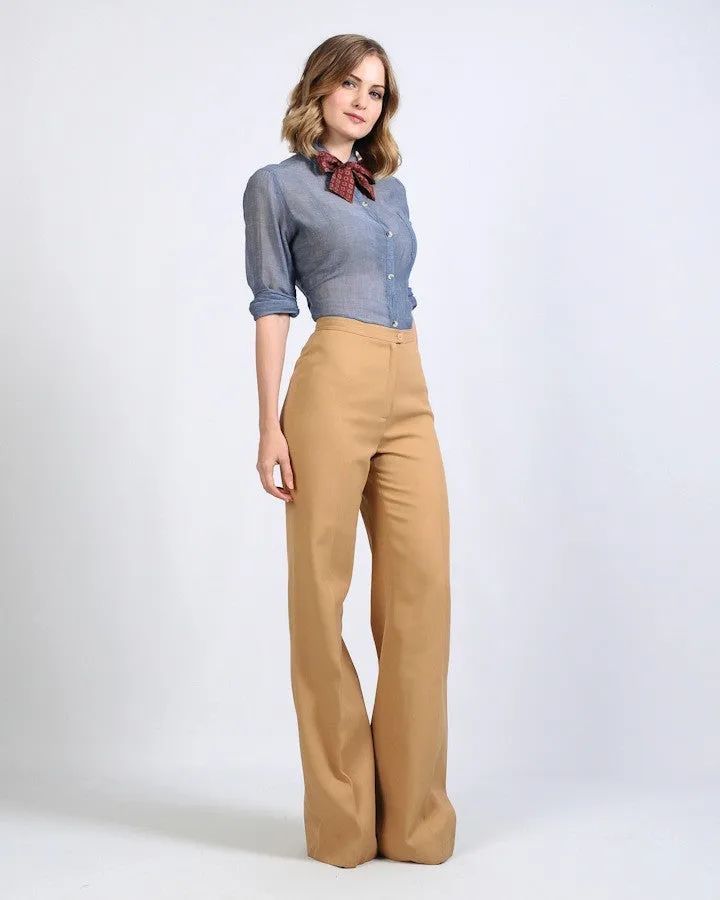 70s Camel Wide Leg Bellbottoms