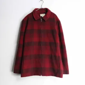 90s ”Eddie Bauer” red color wool check short coat