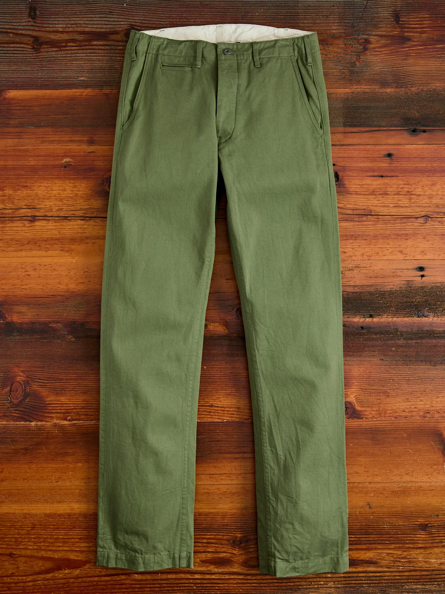 9.5oz Selvedge Chino in Light Olive