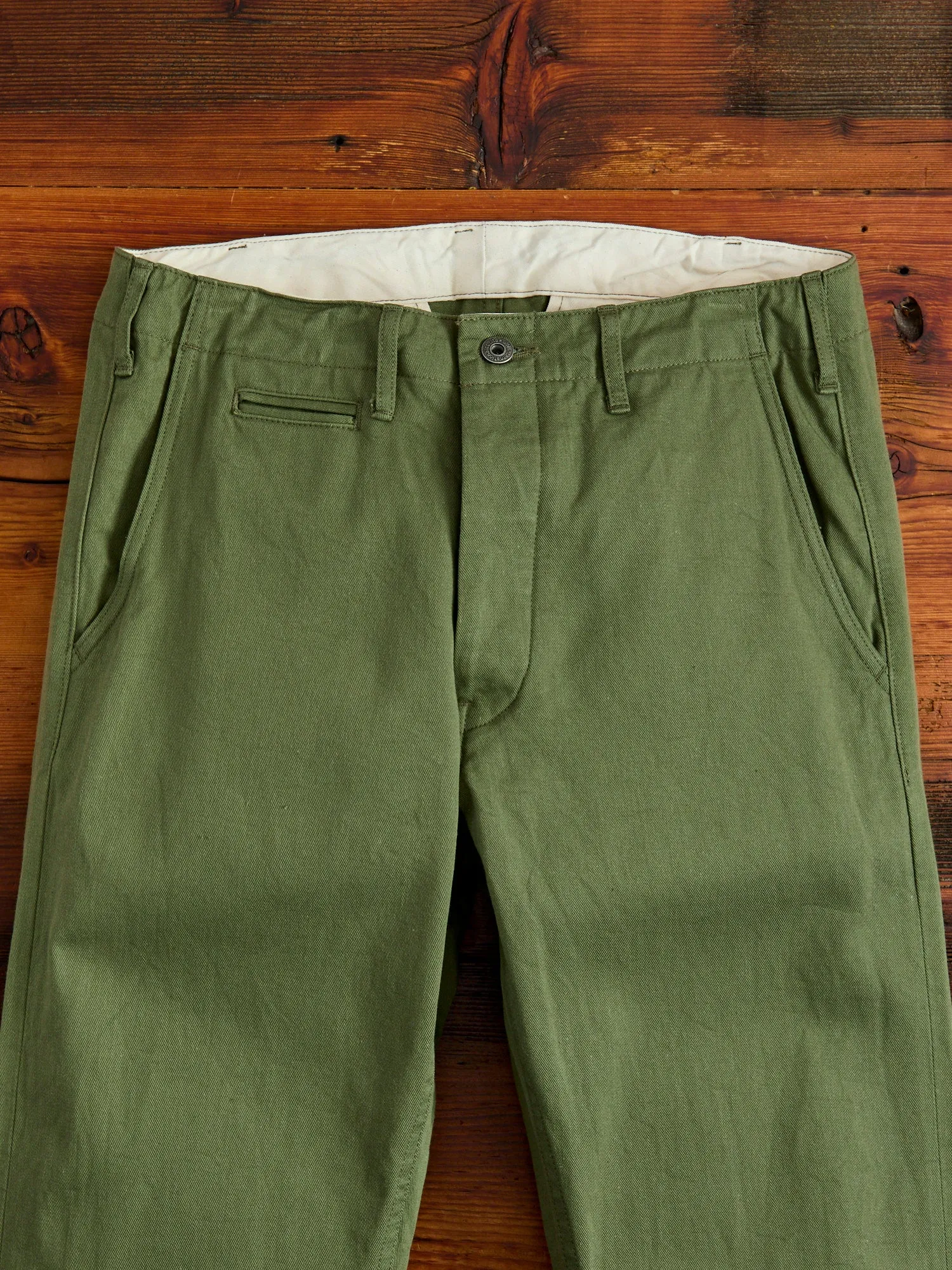 9.5oz Selvedge Chino in Light Olive