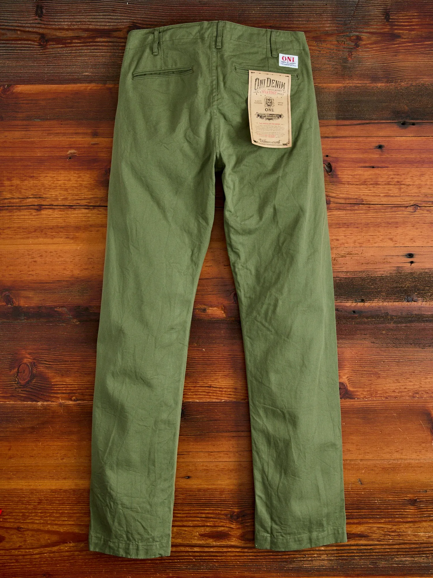 9.5oz Selvedge Chino in Light Olive