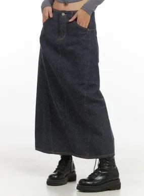 A-Line Denim Maxi Skirt CS405