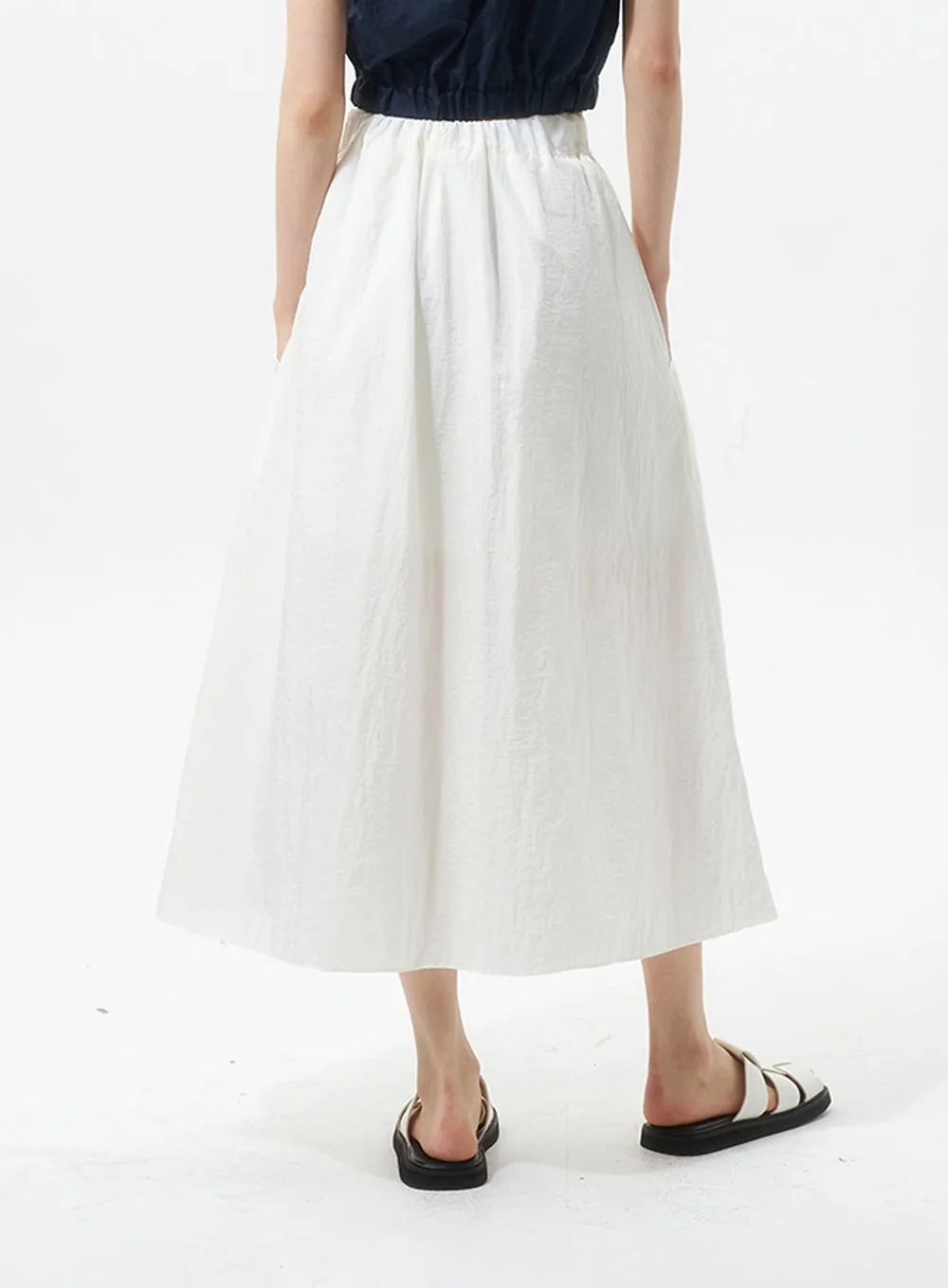 A-Line Nylon Maxi Skirt IU326