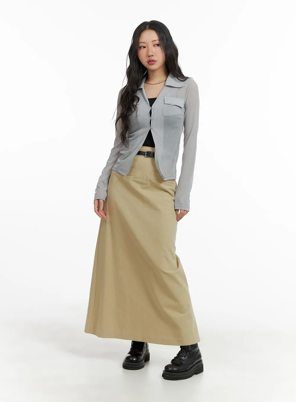 A-Line Pocket Maxi Skirt CM426