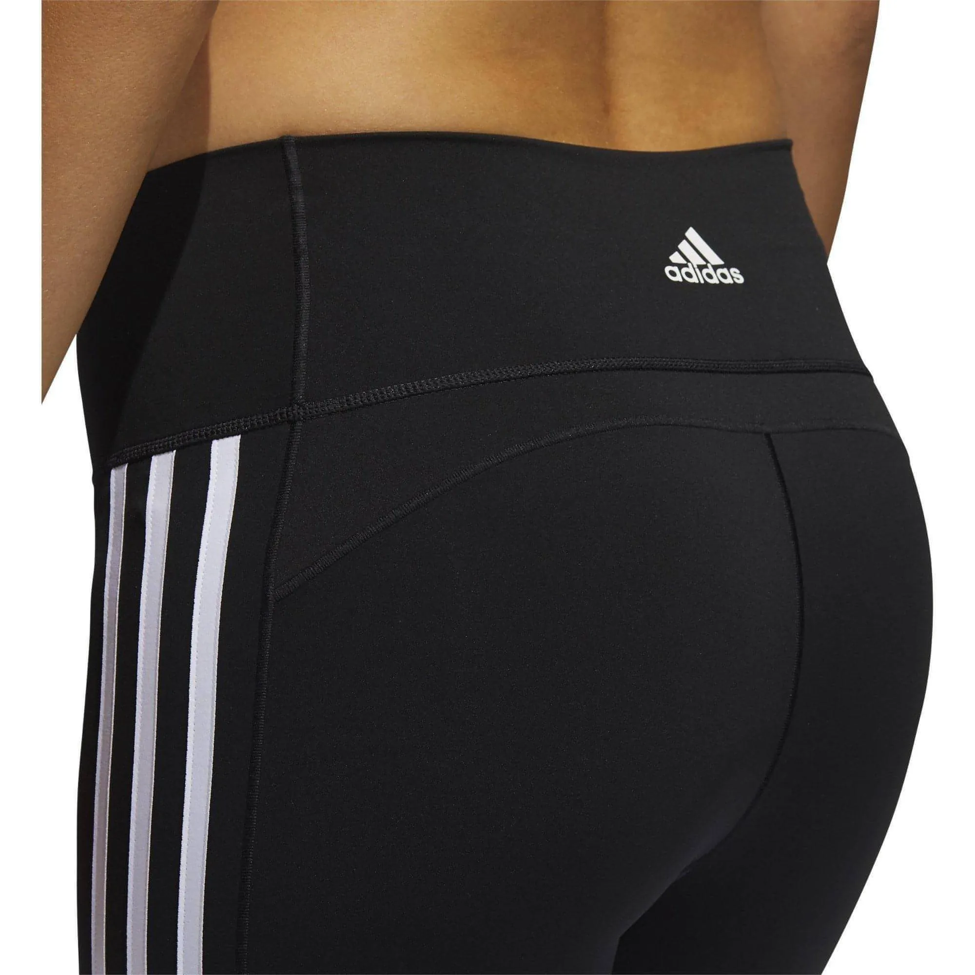 adidas Believe This 2.0 3 Stripes High Rise Womens 7/8 Training Tights - Black