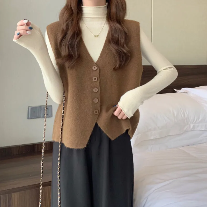 Aiertu dress to impress outfits Women's Korean-Style Knitted Vest Spring and Autumn Sweater Overwear Vest Sleeveless Vest