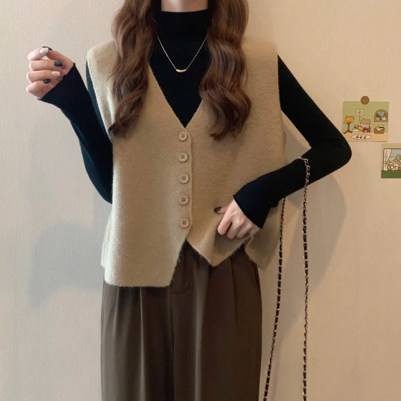 Aiertu dress to impress outfits Women's Korean-Style Knitted Vest Spring and Autumn Sweater Overwear Vest Sleeveless Vest