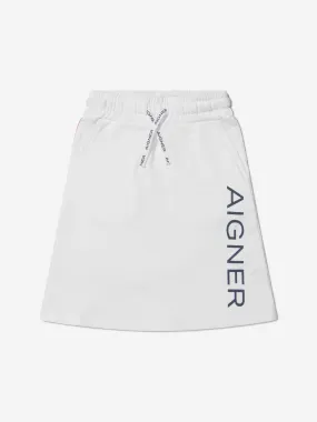 Aigner Girls Cotton Side Logo Print Jogger Skirt