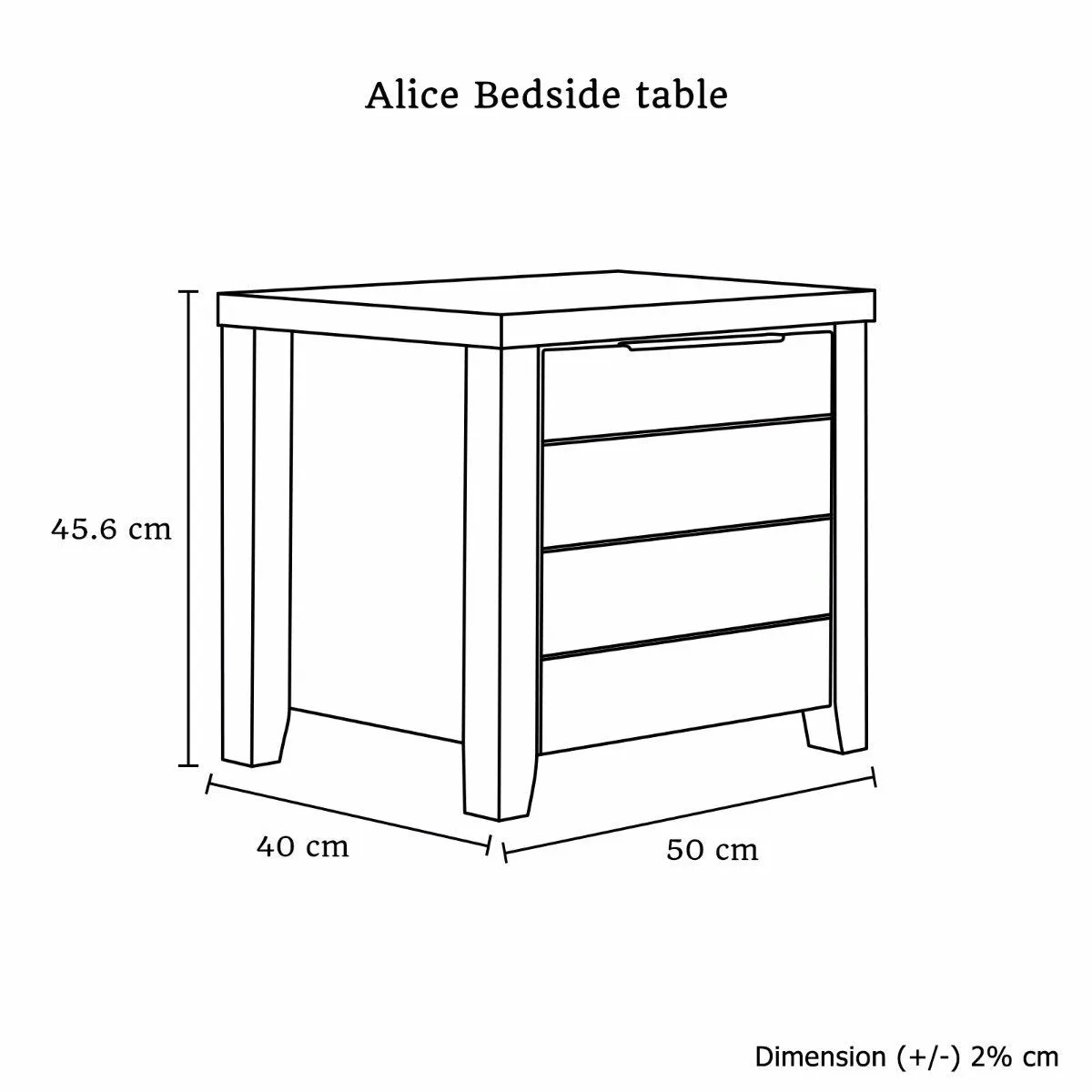 Alice 2 Drawer Night Stand (Bedside)