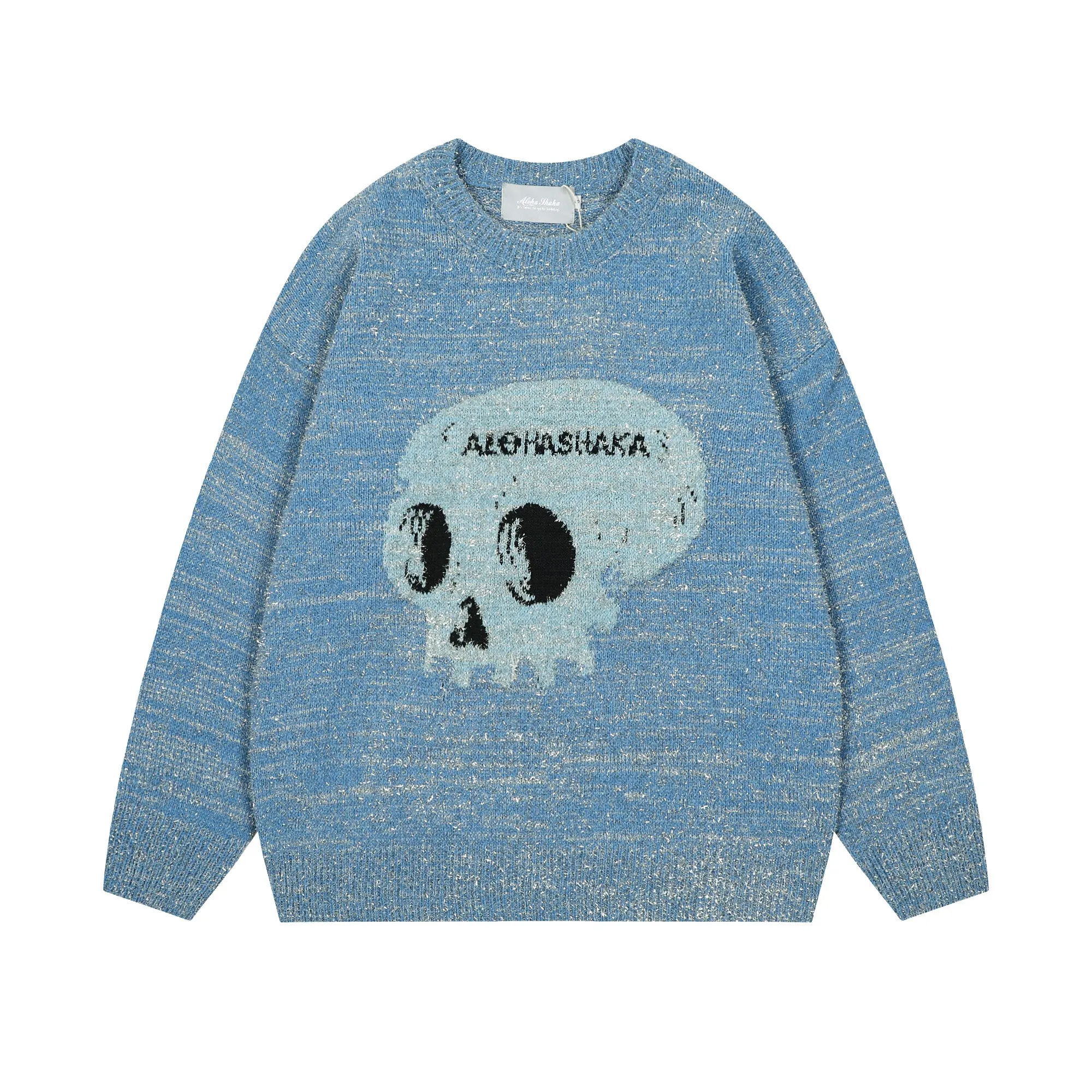 Aloha Shaka Silver Fur Skull Sweater