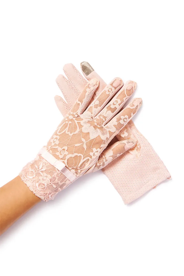 Amelie  Lace Gloves - Rose Pink