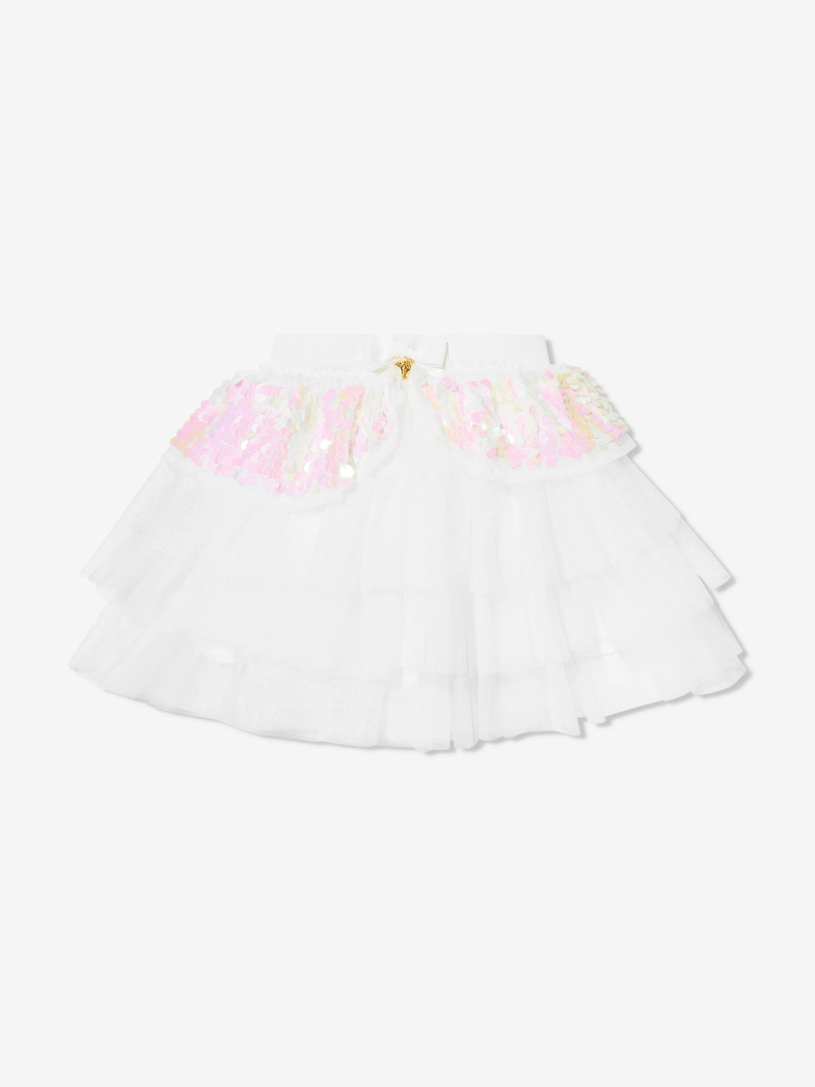 Angels Face Girls Ziggy Sequin Tutu Skirt in White