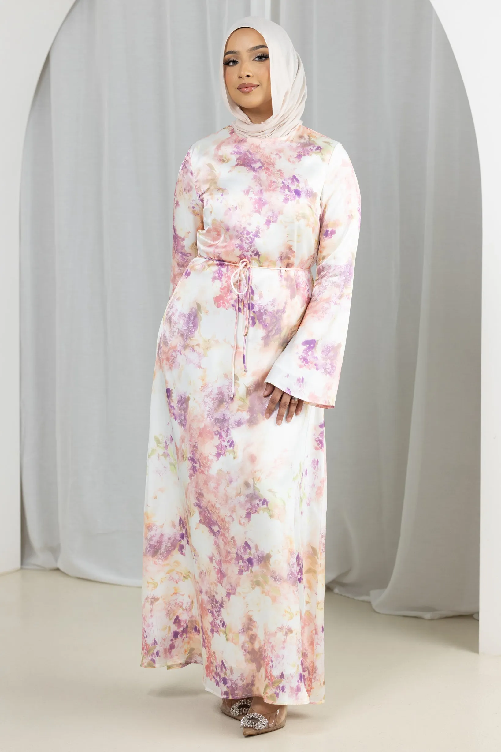 Areem Satin Floral Dress