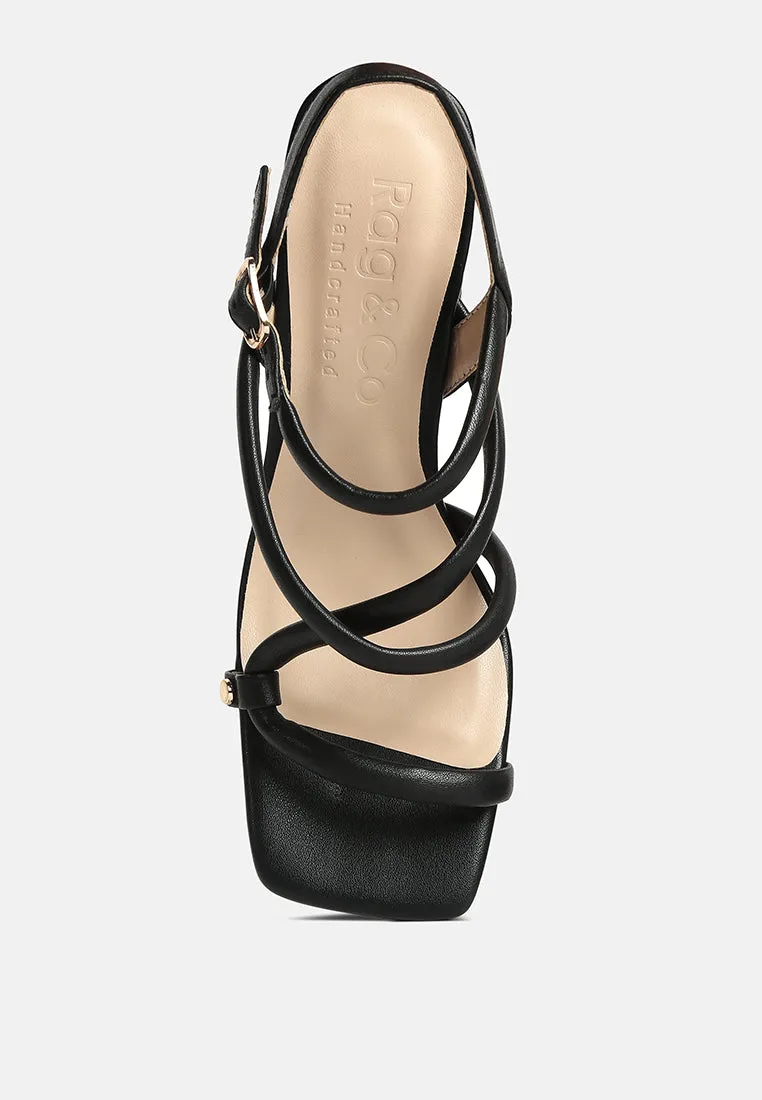 ARTHA open square toe block heel sandals in Black