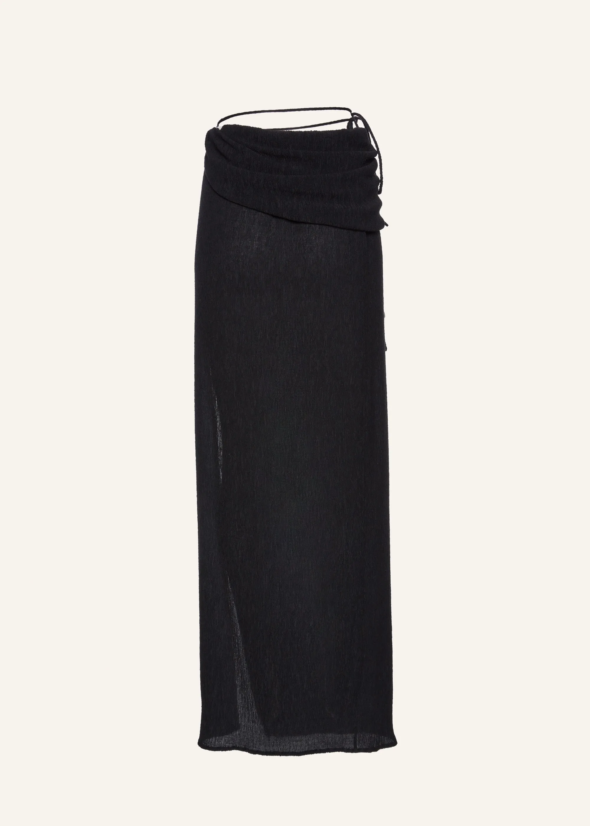 Asymmetrical pearl maxi skirt in black