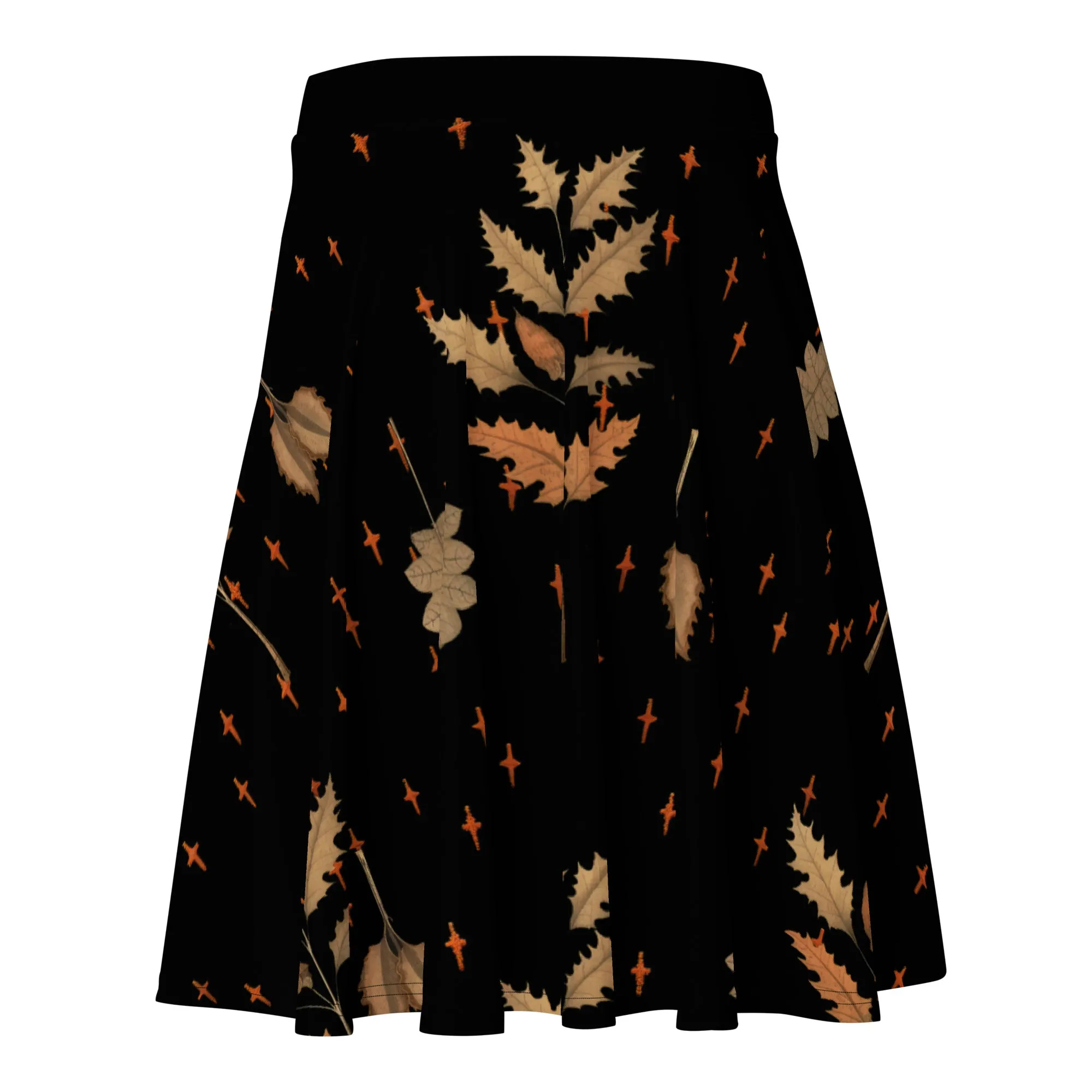 Autumn Memoir Skater Skirt - Dark Academia Witchy Botanical Vegan Skirt with UPF 50  Protection from 98% harmful rays