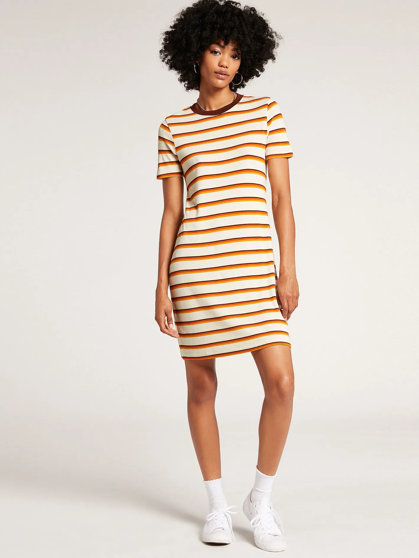 Avoid the Void Striped T-Shirt Dress - Multi