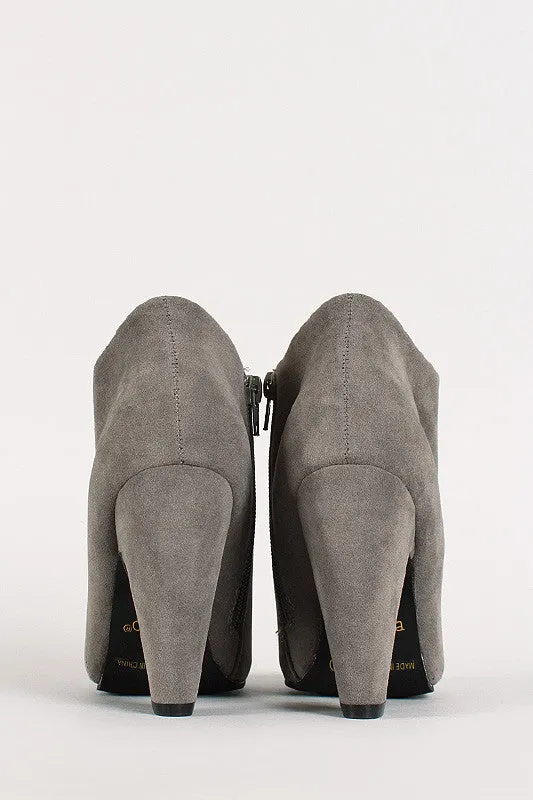 Bamboo Suede Round Toe Heeled Booties