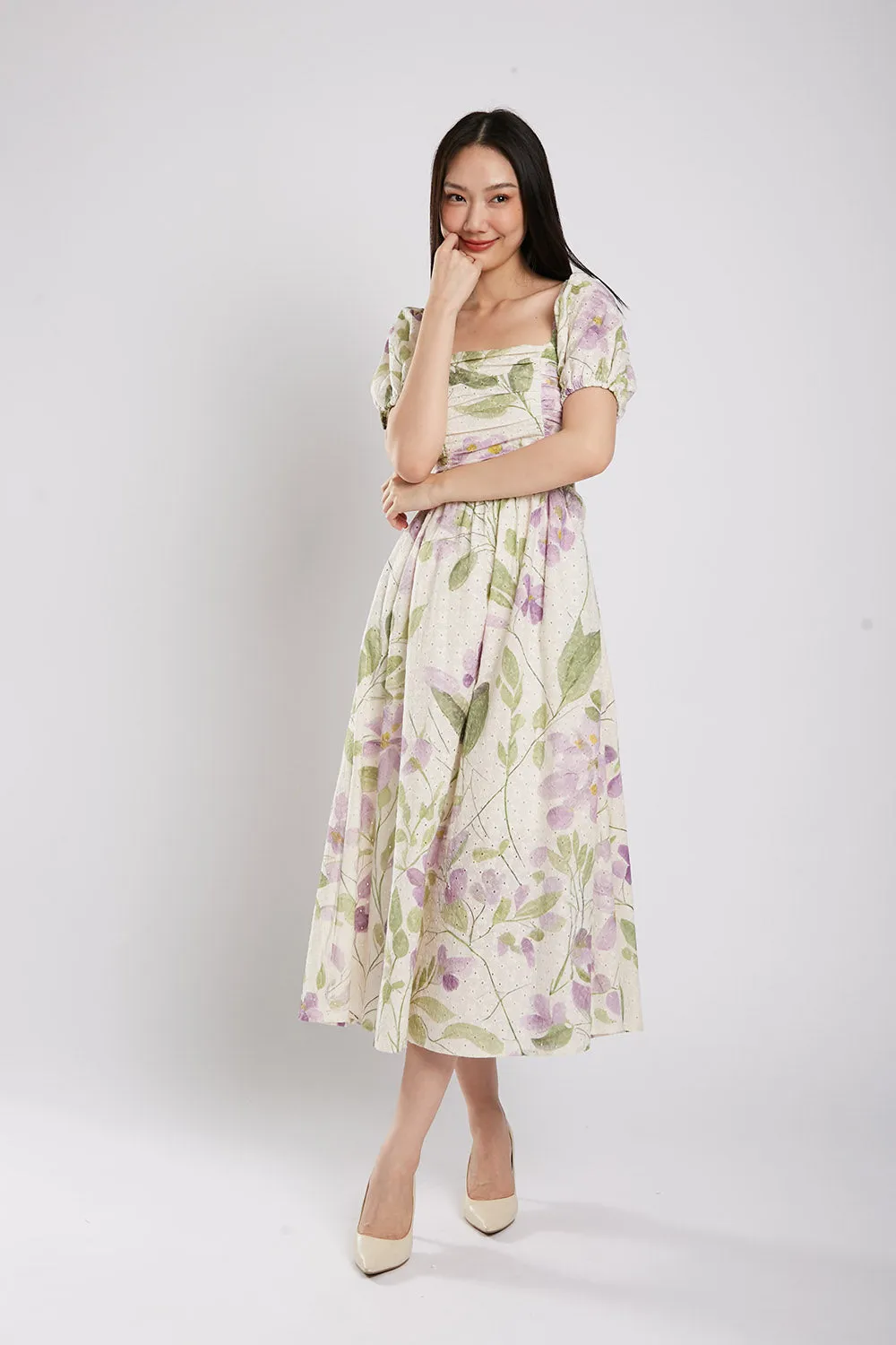 Bernice Maxi Dress in Lavender Floral