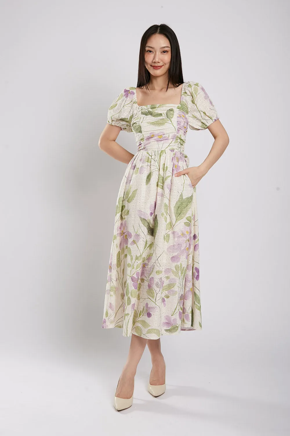 Bernice Maxi Dress in Lavender Floral