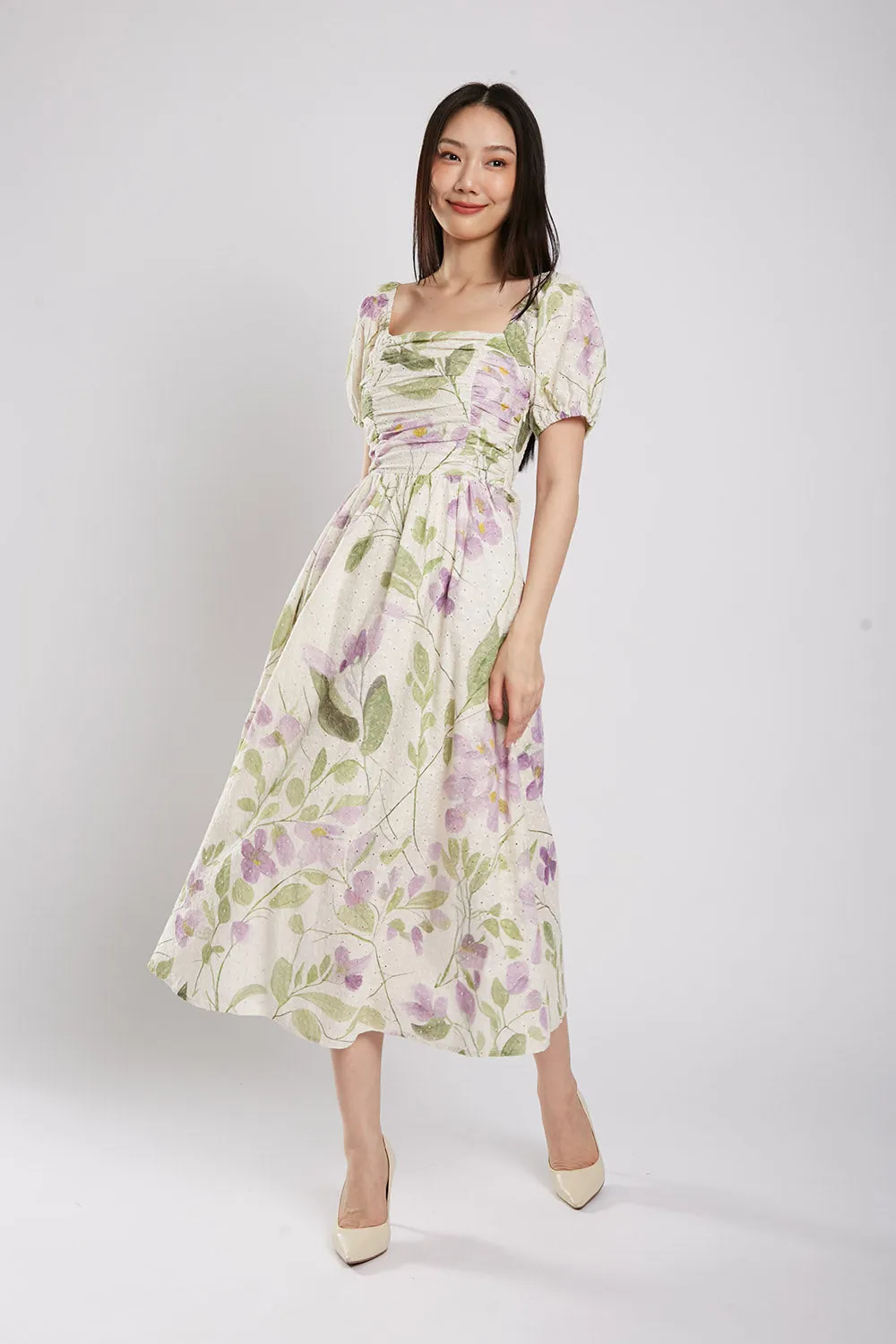 Bernice Maxi Dress in Lavender Floral