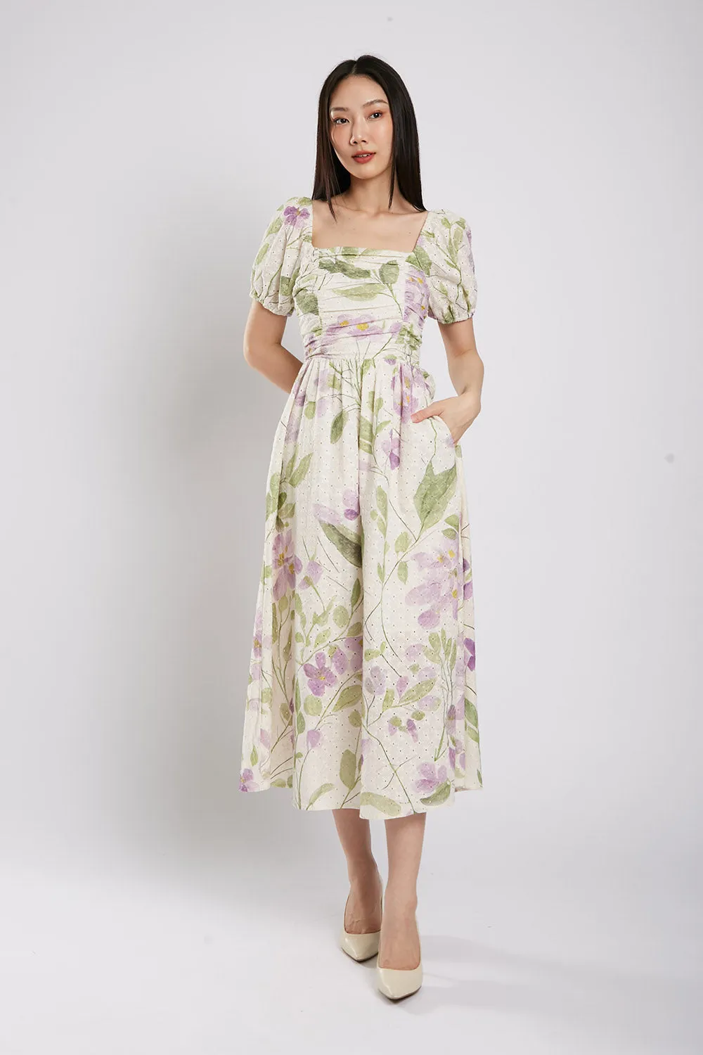 Bernice Maxi Dress in Lavender Floral