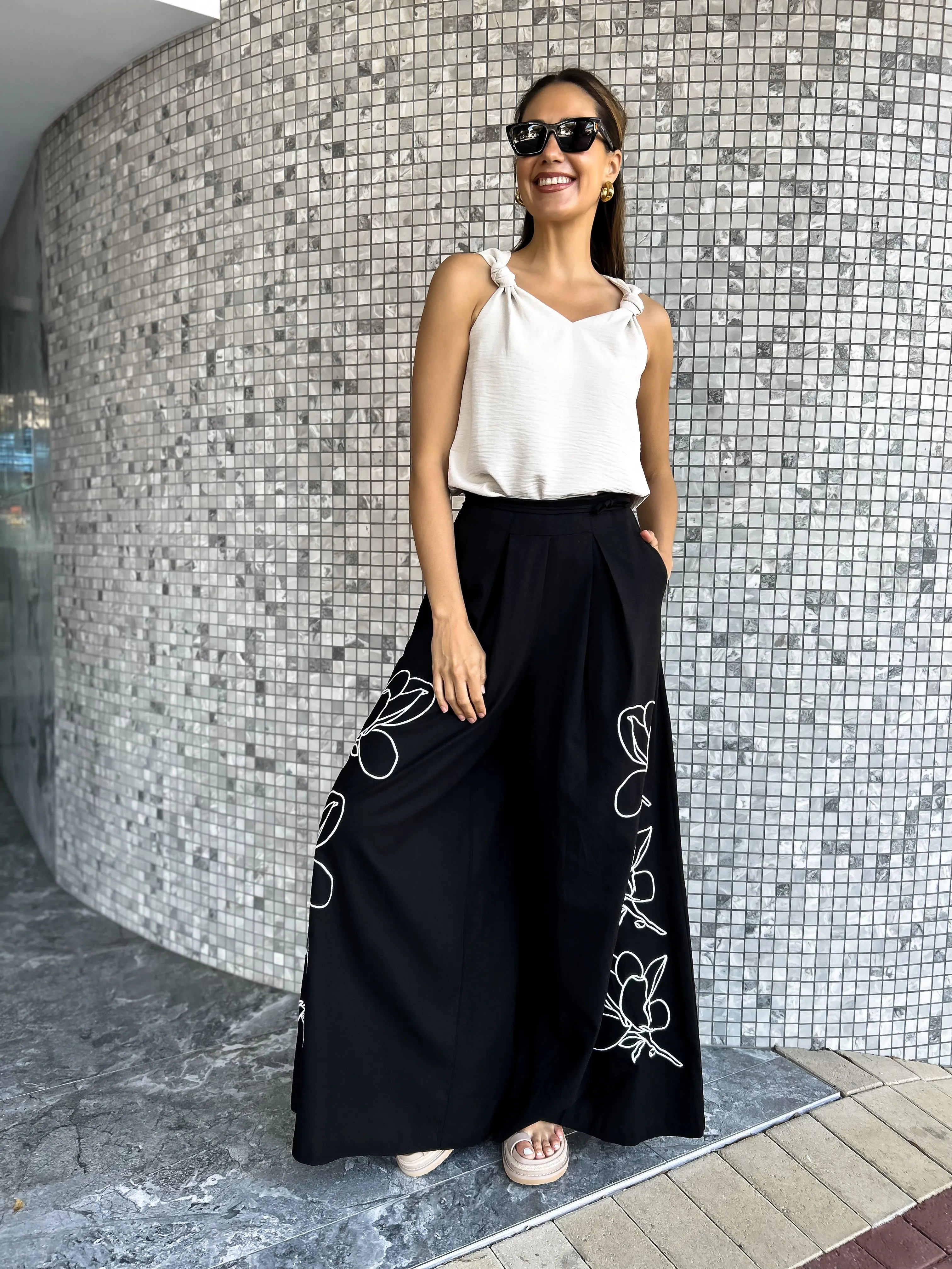 BESSIE Wide Leg Linen Pants