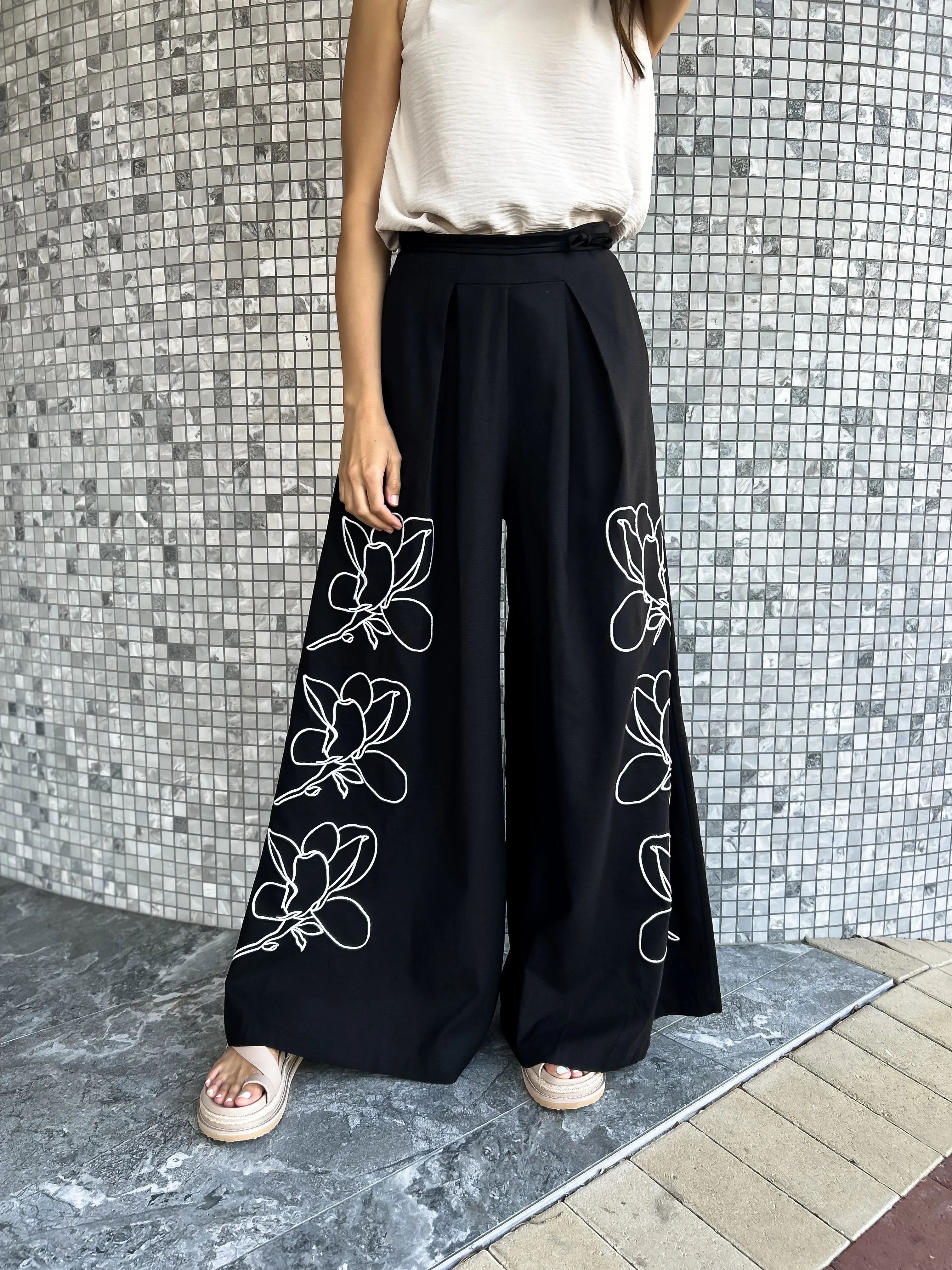 BESSIE Wide Leg Linen Pants