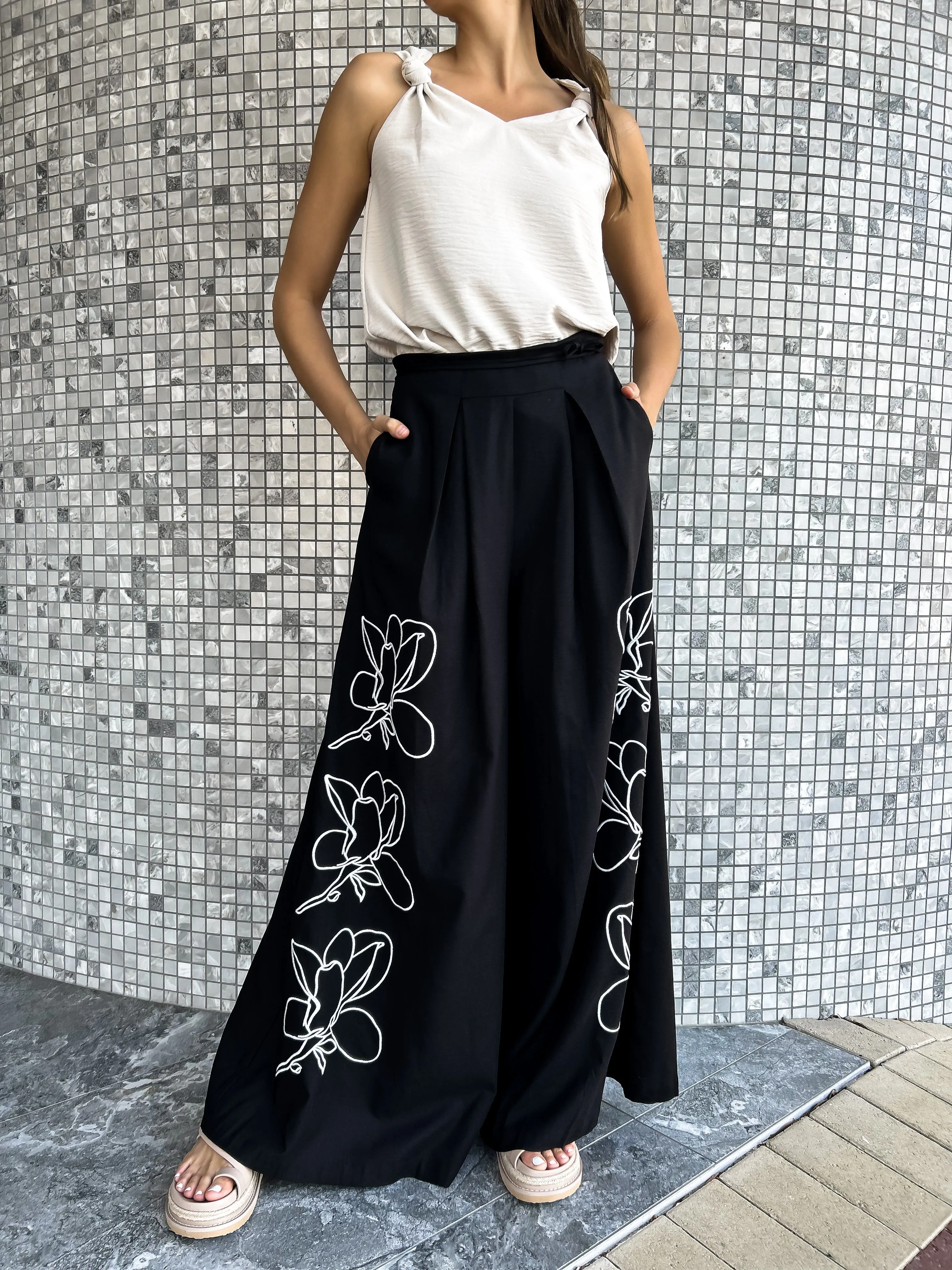 BESSIE Wide Leg Linen Pants