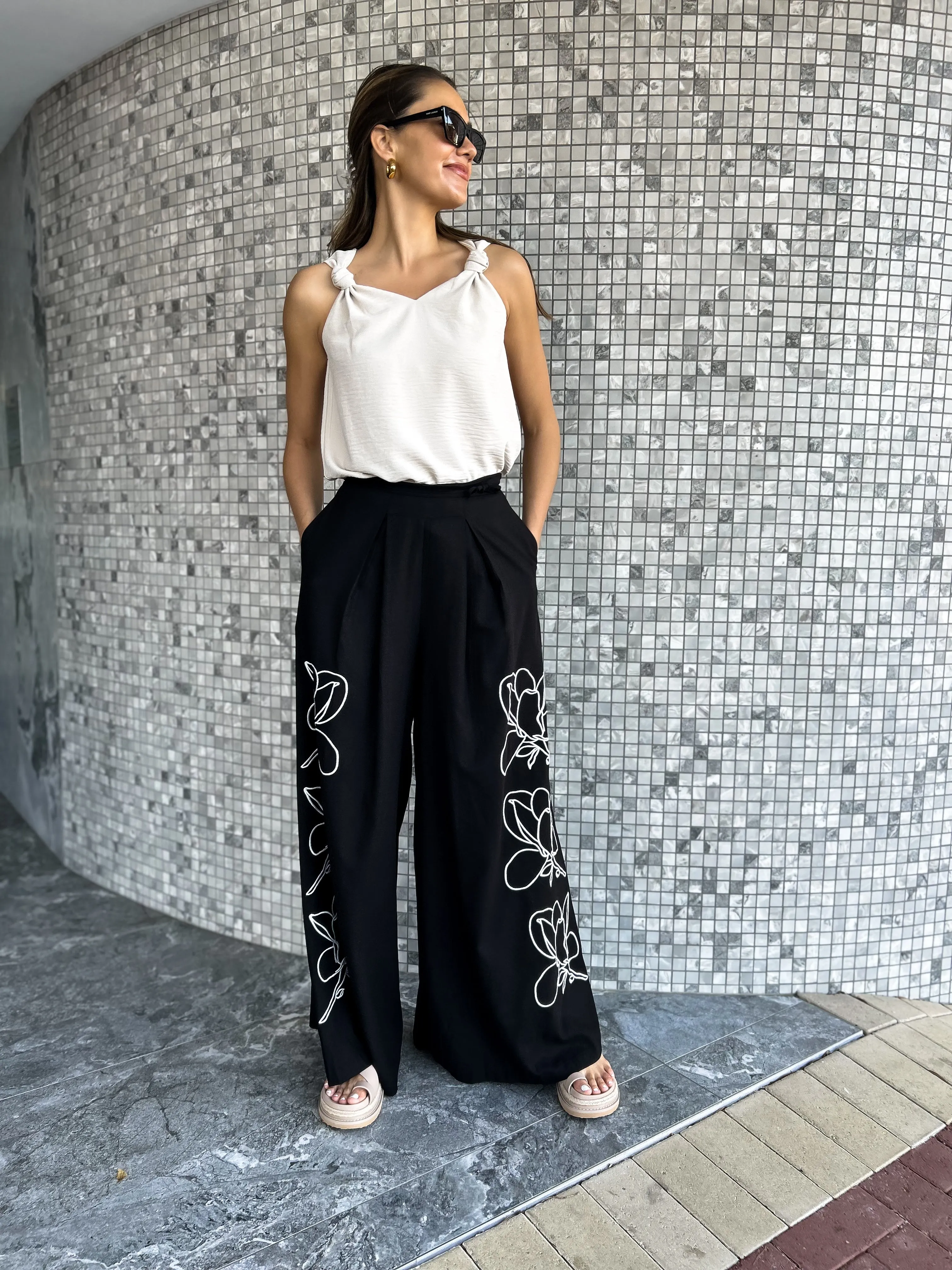 BESSIE Wide Leg Linen Pants