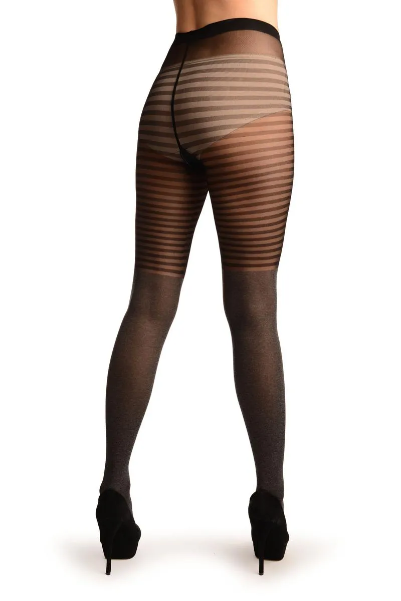 Black & Grey Melange & Striper Top Tights