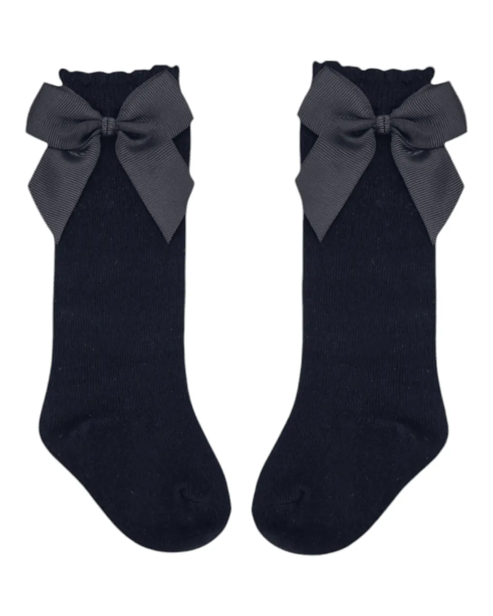 Black Knee High Style Socks With 3 Inch Bow