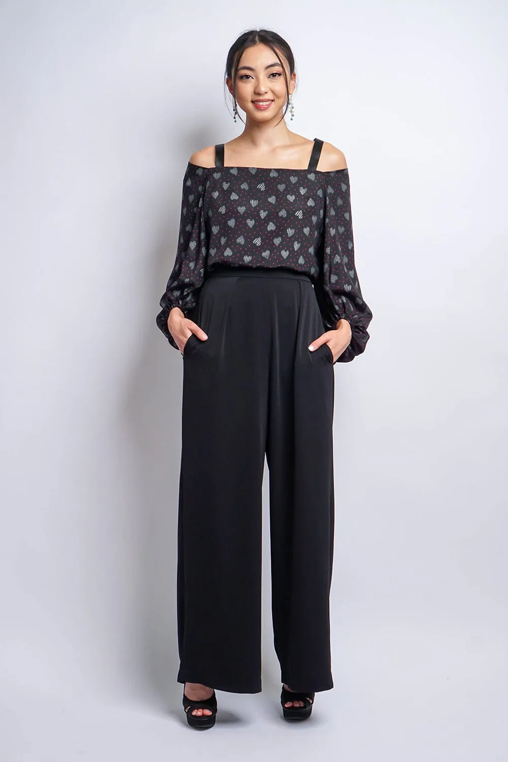 Black Pleated High Waist Relaxing Leslie Pants