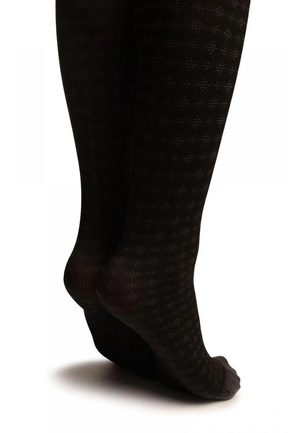 Black With Grey Dotted Rhombi Tights