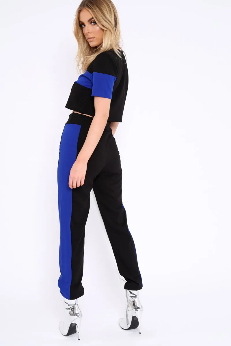 Blue White and Black Colour Block Co-ord - Jacey