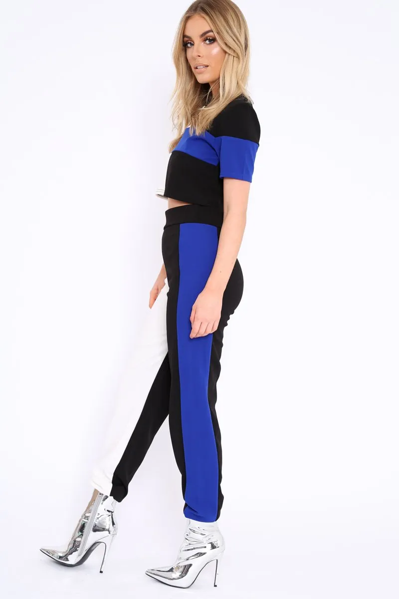 Blue White and Black Colour Block Co-ord - Jacey