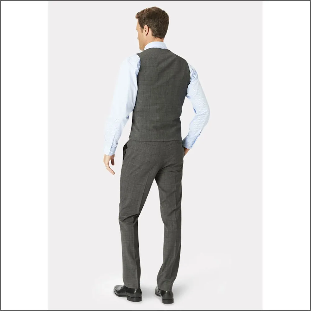 Brook Taverner Cassino Grey Check  Waist Coat-