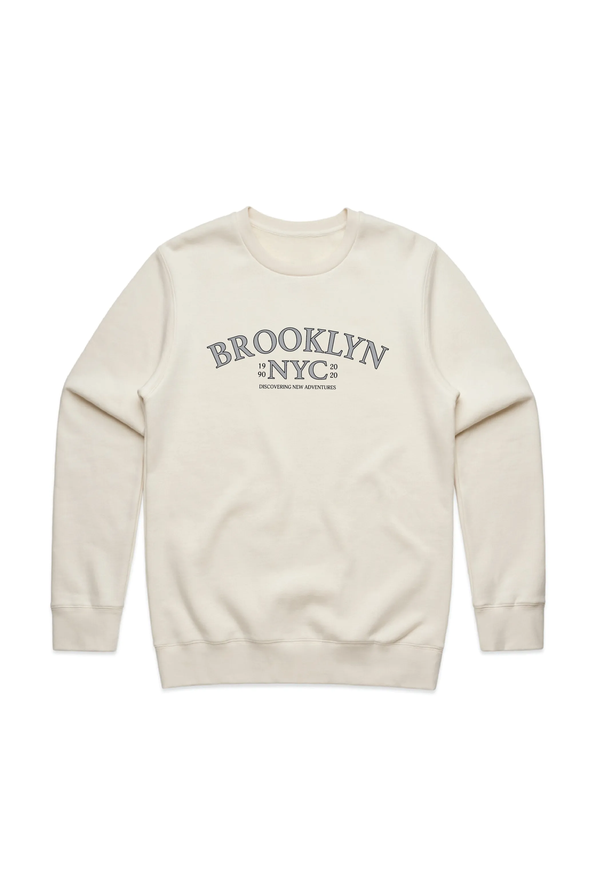 Brooklyn NYC printed ecru sweater