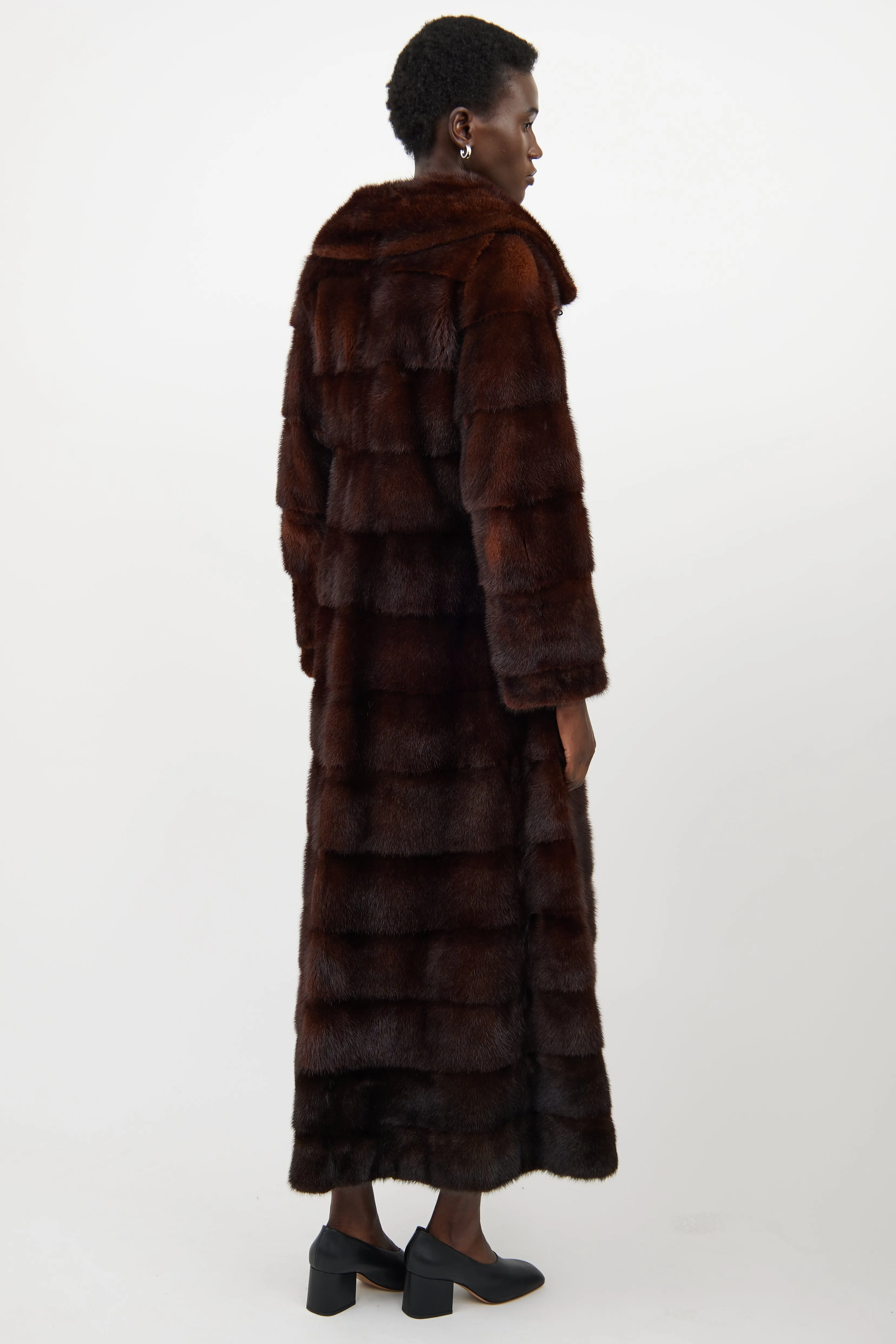 Brown Panelled Fur Coat