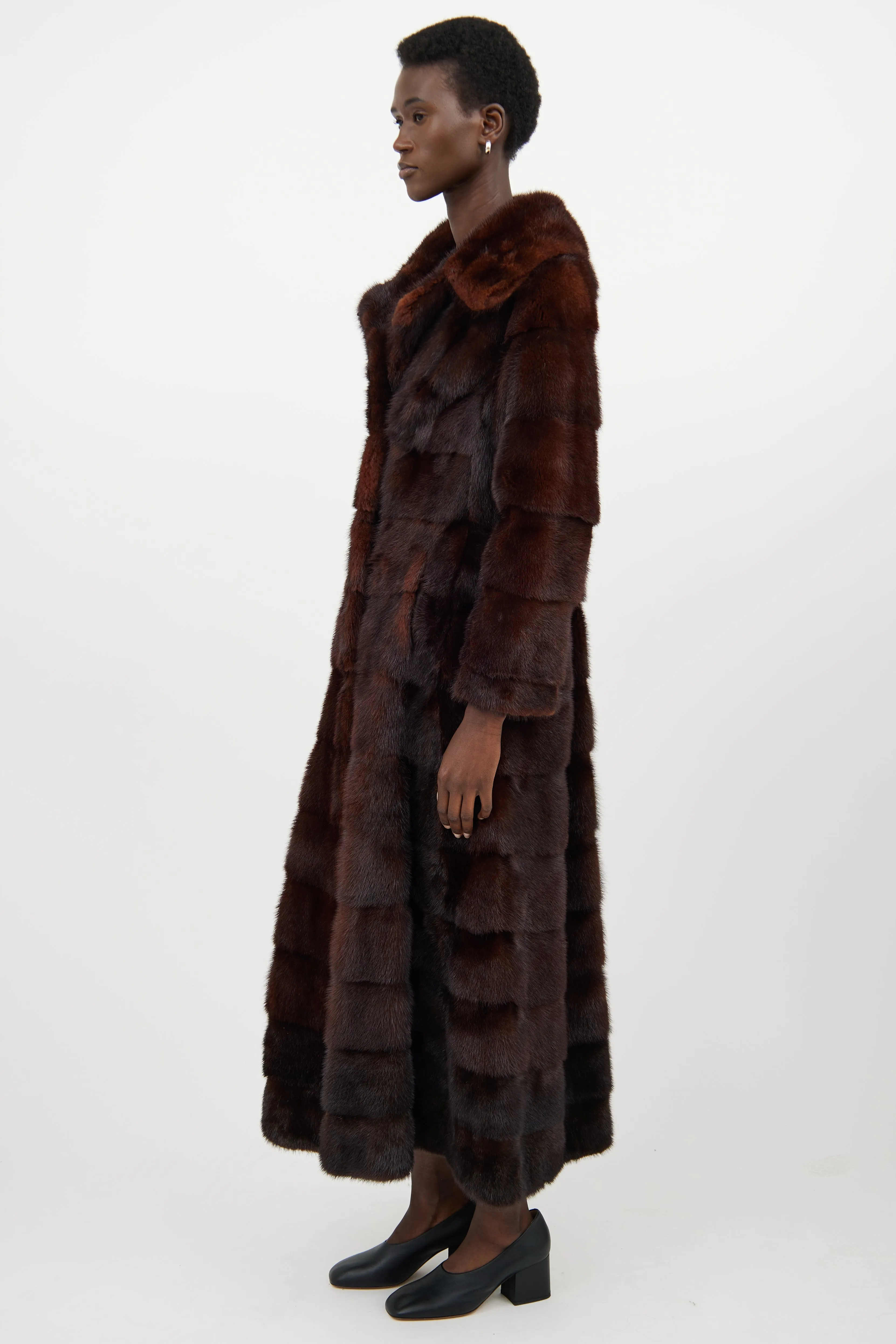 Brown Panelled Fur Coat