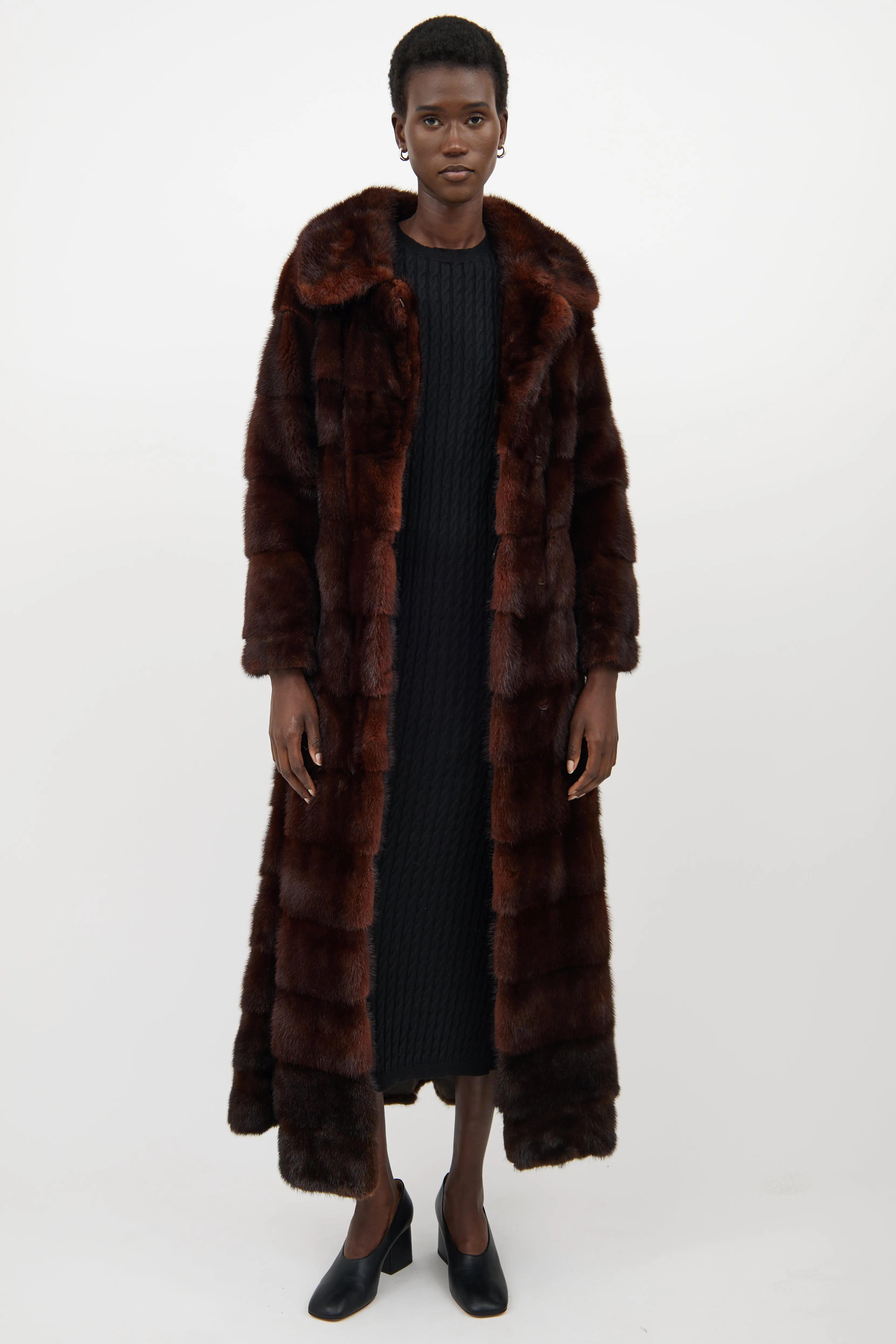 Brown Panelled Fur Coat