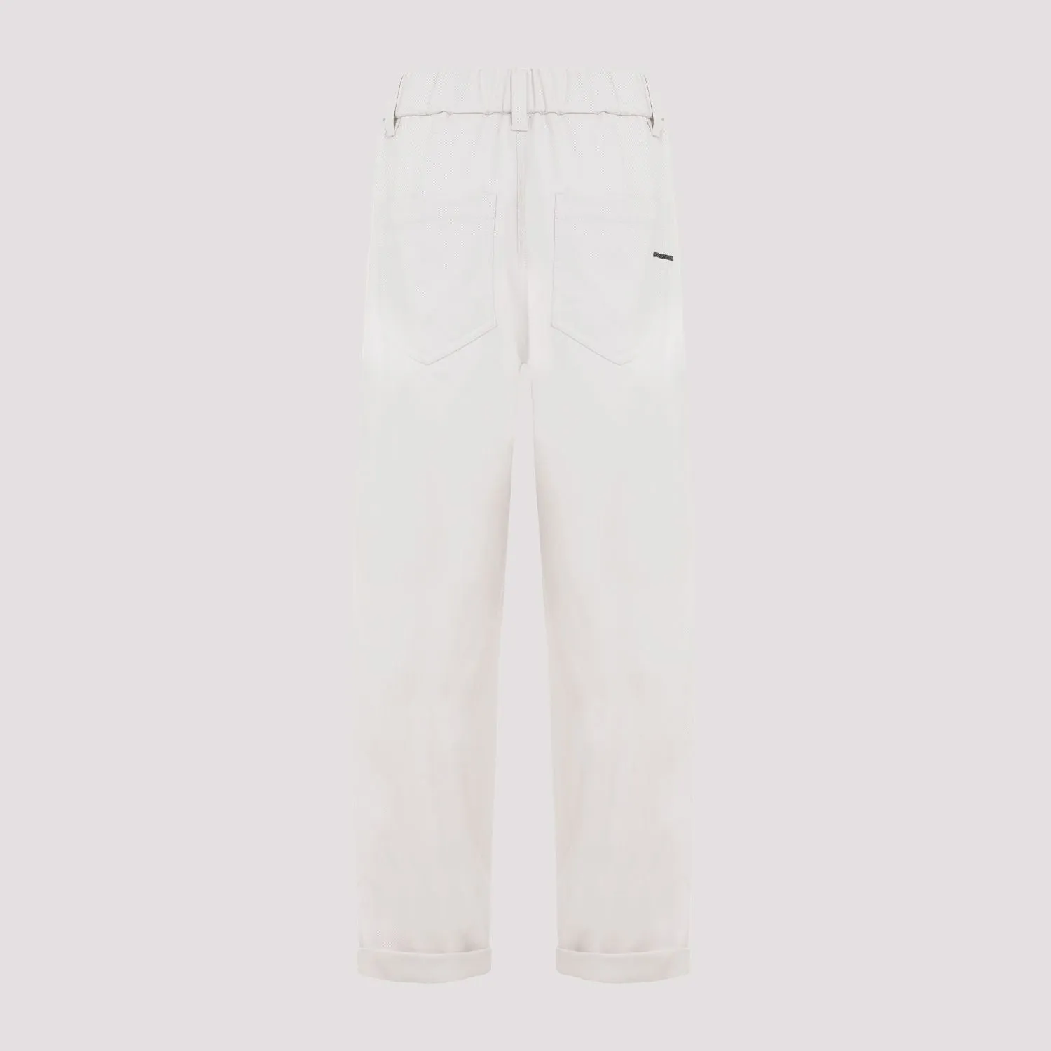 BRUNELLO CUCINELLI Women’s Relaxed Baggy Trousers in Stretch Cotton with Shiny Details