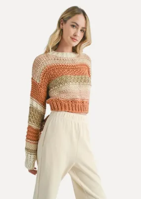 Butter Pecan Chunky Sweater - Brick Multi